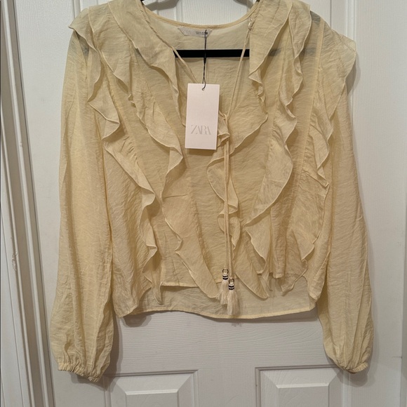 Zara RUFFLED ROMANTIC BLOUSE Size M - Picture 9 of 10